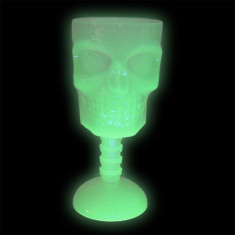 Pahar luminos tip craniu, efect fosforescent lumineaza verde, pentru petrecere Halloween foto