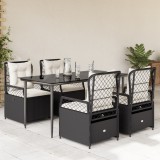 Cumpara ieftin Gossi set mobilier de gradina cu perne, 5 piese, negru, poliratan