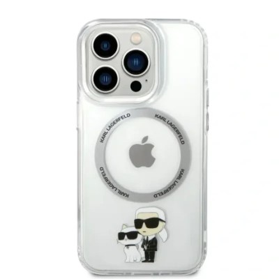 Husa Karl Lagerfeld MagSafe IML Karl and Choupette NFT pentru iPhone 13 Pro Transparent foto