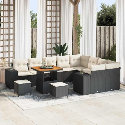 vidaXL Set de canapele pentru grădină 12 pcs Negru poliratan 3362040 foto