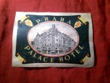 Eticheta Reclama Turistica veche Praha Palace Hotel , uzata