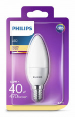 Bec LED Philips tip lumanare 5.5W (40W), E14, alb cald, fara intensitate variabila, temperatura culoare 2700K, 470 lumeni, 220-240V, durata de viata 1 foto