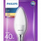 Bec LED Philips tip lumanare 5.5W (40W), E14, alb cald, fara intensitate variabila, temperatura culoare 2700K, 470 lumeni, 220-240V, durata de viata 1