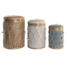 Set de Coșuri DKD Home Decor Multicolor Bambus 4 Kg (3 Piese) (3 Unități)