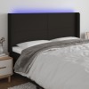 VidaXL Tăblie de pat cu LED, negru, 183x16x118/128 cm, textil 3123784
