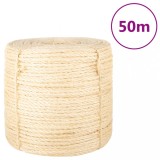 VidaXL Fr&acirc;nghie, 50 m, sisal 100%, 6 mm
