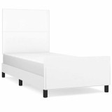 Cumpara ieftin Cadru de pat cu tablie, alb, 90x200 cm, piele ecologica