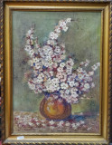 Nicolae J. Alexandrescu - Vas cu Flori de Mar, 1926, Ulei/Carton 70x50cm, Pictura semnata, Arta Romaneasca