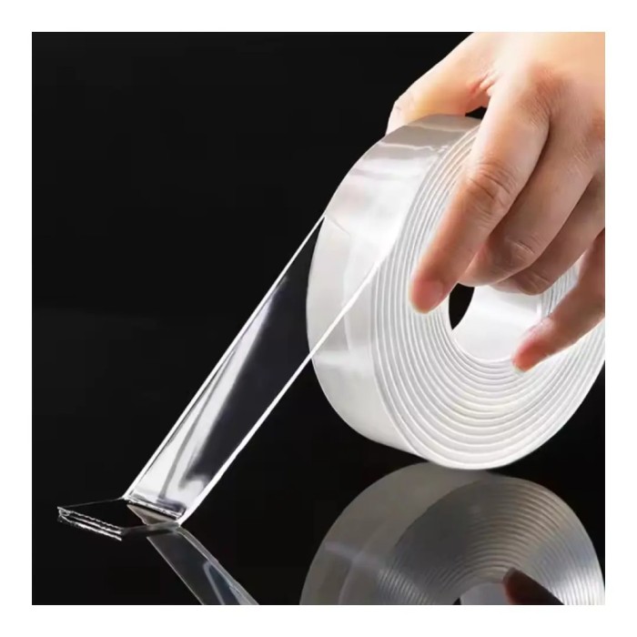 Bandă Dublu Adezivă Transparentă Nanogel &ndash; Reutilizabilă, Lavabilă, Fără Urme, Lățime 3cm, Lungime 3m