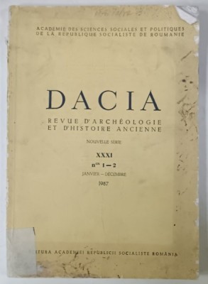 DACIA , REVUE D , ARCHEOLOGIE ET D &amp;#039; HISTOIRE ANCIENNE , Nos . 1-2 , JANVIER - DECEMBRE 1987 , PREZINTA PETE , HALOURI DE APA SI URME DE UZURA foto