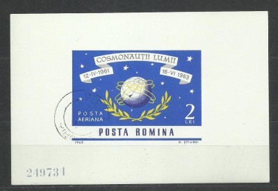 TSV$ - 1963 LP 577 NAVIGATIA COSMICA, COLITA NEDANTELATA STAMPILATA foto