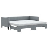 Cumpara ieftin Pat de zi cu extensie si saltele, gri deschis, 80x200 cm textil