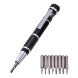 Surubelnita multifunctionala 9 in 1, forma de pix, 11.5 cm, neagra, CMCLASS