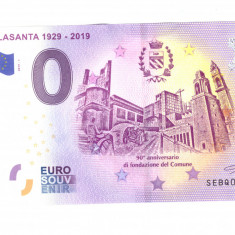 Bancnota souvenir Italia 0 euro Villasanta 1929-2019, 2019-1, UNC