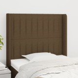 vidaXL Tăblie de pat cu aripioare maro &icirc;nchis 103x16x118/128 cm textil