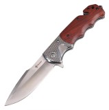 Cumpara ieftin Cutit pliabil Foxter, 23 cm, din metal, plastic si lemn, clema de agatat