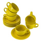 Set 6 cesti cu farfurie, 170 ml, Galben