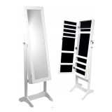 Dulap de bijuterii cu oglinda si spatiu de depozitare, 35x139 cm, alb