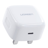 &Icirc;ncărcător De Perete USB Ugreen Tip C Power Delivery 3.0 Quick Charge 4.0 20W 3A (priză UK) Alb (CD137)