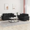 VidaXL Set de canapele cu perne, 2 piese, negru, piele ecologică 3202160