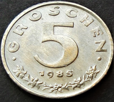 Moneda 5 GROSCHEN - AUSTRIA, anul 1985 *cod 4923 A = UNC ZINC DIN FASIC BANCAR foto