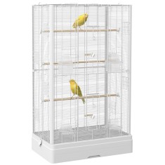 PawHut Colivie pentru păsări volieră cu uși furci colivie pentru canari păsări mări păsări-exotice 61 x 36,5 x 98 cm alb | Aosom Romania