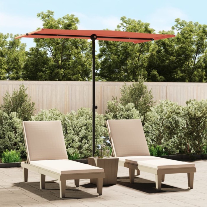 vidaXL Umbrelă de soare exterior cu st&acirc;lp aluminiu cărămiziu 180x110cm 47333