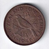 NOUA ZEELANDA 1 ONE PENNY 1946 STARE AUNC