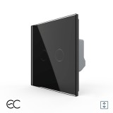 Cumpara ieftin Intrerupator dublu pentru draperie cu touch Livolo din sticla, ZigBee, negru