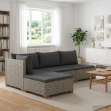 Cumpara ieftin 3 buc. Set de lounge din ratan cu perne GENDT Ratan Natural