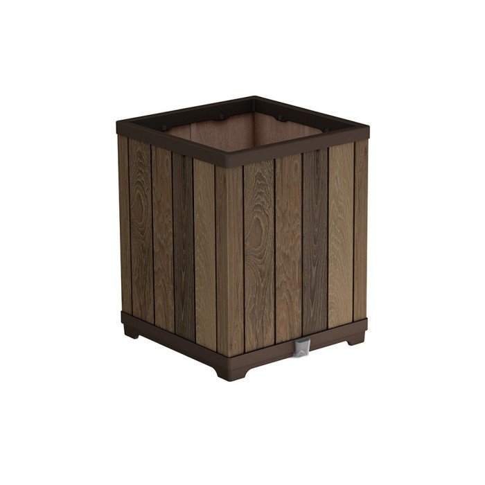 Cutie decorativă pătrată din plastic cu relief, 74 L, nuc