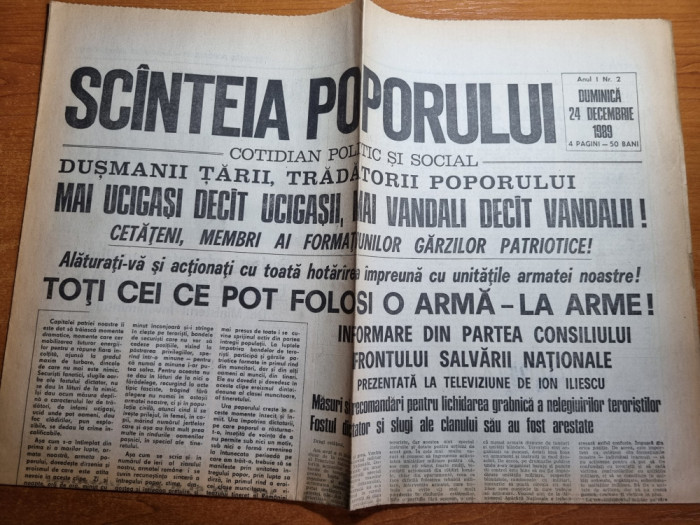 ziarul scanteia poporului 24 decembrie 1989-anul1,nr. 2 - revolutia romana