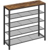 VASAGLE Raft de pantofi, cu 4 rafturi din plasa, cadru din otel, industrial, 30x100x92cm, maro rustic si negru Household NewTrend