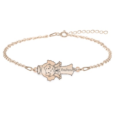 Little Angel - Bratara personalizata fetita ingeras din argint 925 placat cu aur roz foto
