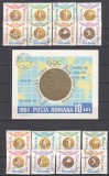 ROMANIA 1964 LP 596 LP 596 a LP 597 MEDALII OLIMPICE SERII DANTELATA + NEDANTELATA +COLITA STAMPILAT