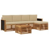 vidaXL Set de canapele de exterior cu pernă 6 pcs Natural și Bej 3384254