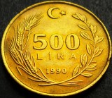 Moneda 500 LIRE - TURCIA, anul 1990 *cod 1147 E