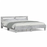 Gossi cadru de pat cu tablie gri beton 180x200 cm lemn prelucrat