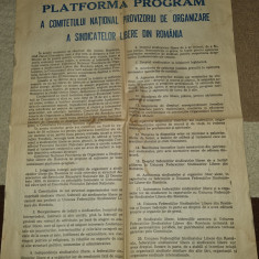 afis-platforma comitetului national de organizare a sindicatelor-decembrie 1989