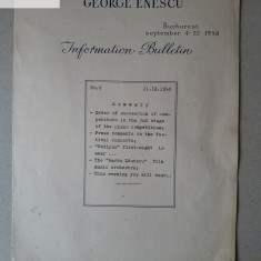 Buletin informativ festivalul international George Enescu 1958 prima editie