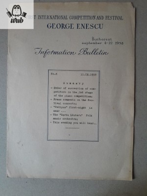 Buletin informativ festivalul international George Enescu 1958 prima editie foto