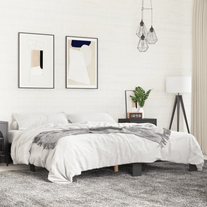 vidaXL Cadru de pat, negru, 160x200 cm, lemn prelucrat și metal 3280227
