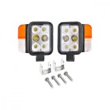 Set faruri universale tractor stanga si dreapta cu LED 10-80V, temperatura culoare 6000K, pozitii 3W LED si semnalizare 3W LED