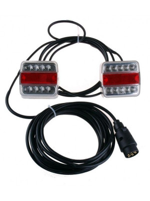 Kit magnetic remorca auto BestAutoVest cu lampi LED de 103x95 mm, cablu de 7,5m, fisa remorca cu 7 pini , 203019-LED foto