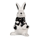 Cumpara ieftin Figurina Iepuras Paste ceramica alba neagra 5x4x9 cm