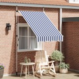 vidaXL Copertină retractabilă manual, dungi albastru și alb, 150 cm 43219