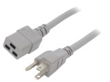Cablu Alimentare 3x14AWG IEC C19 la NEMA 5-15, 1.5m, Gri