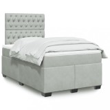 VidaXL Pat box spring cu saltea, gri deschis, 120x190 cm, catifea 3290864