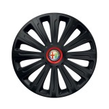 Set 4 capace roti Negre Cu Inel Rosu Trend R14 Compatibil Cu Alfa Romeo, Autohelix MSA
