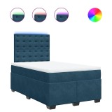 Cumpara ieftin Pat box spring cu saltea, albastru, 120x200 cm, catifea